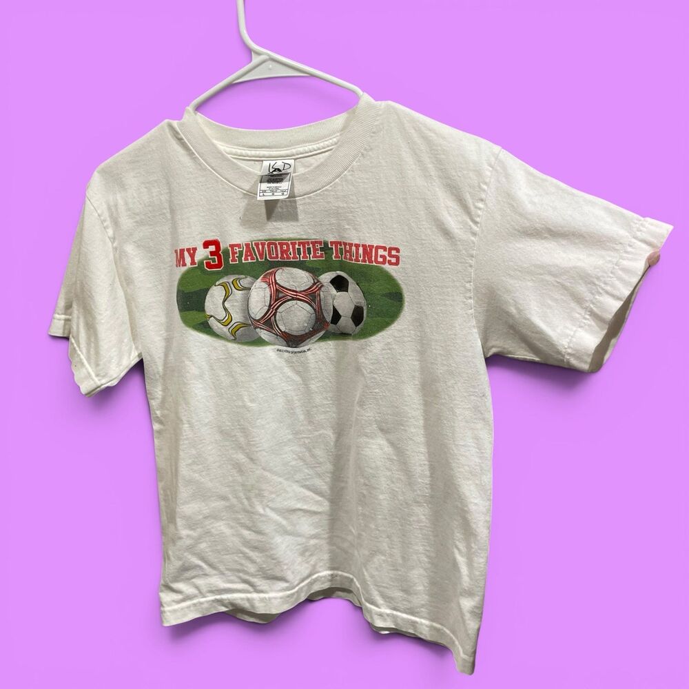 Cute youth small adult three balls t-shirt soccer favorite things